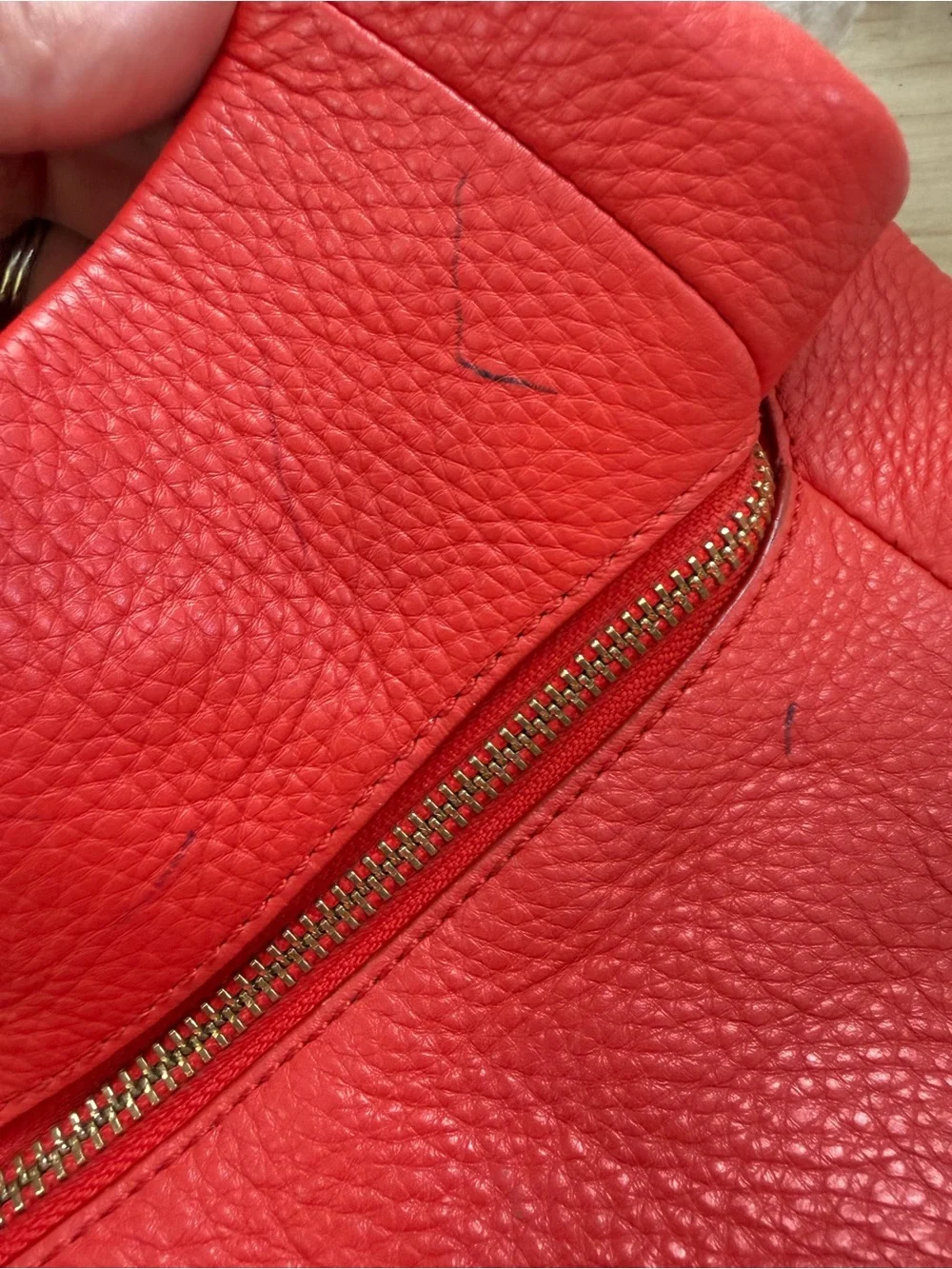 Coach Red Pebbled Leather Shoulder Tote with Gold Hardware